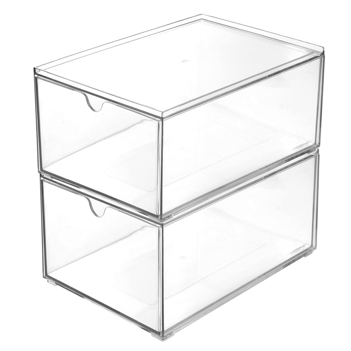 Youngever 2 Pack Stackable Plastic Organiser Drawers - Clear Cosmetic & Makeup Storage - görsel 1