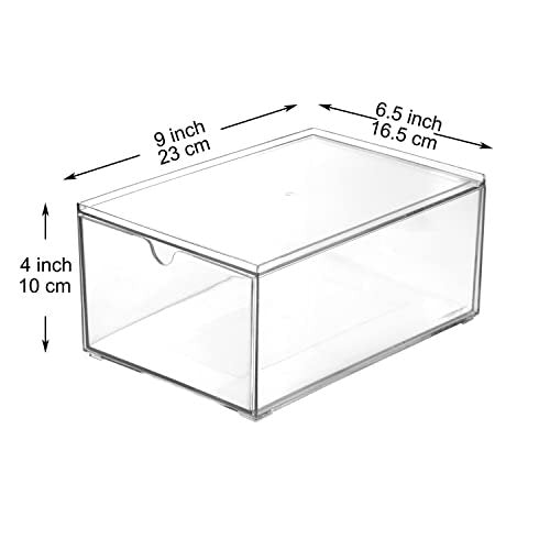Youngever 2 Pack Stackable Plastic Organiser Drawers - Clear Cosmetic & Makeup Storage - görsel 4