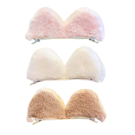3 Pairs Cute Cat Ears Hair Clips - Animal Lolita Cosplay Hairpins for Women & Girls