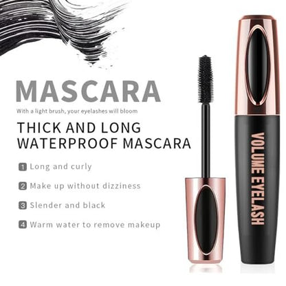 Yasovigi 3-Pack 4D Silk Fiber Lash Mascara – Waterproof, Smudge-Proof, Volumizing & Lengthening Eyelash Extension Mascara, Hypoallergenic Formula (Black, 1.67 Fl Oz Each)