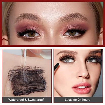 Yasovigi 3-Pack 4D Silk Fiber Lash Mascara – Waterproof, Smudge-Proof, Volumizing & Lengthening Eyelash Extension Mascara, Hypoallergenic Formula (Black, 1.67 Fl Oz Each)