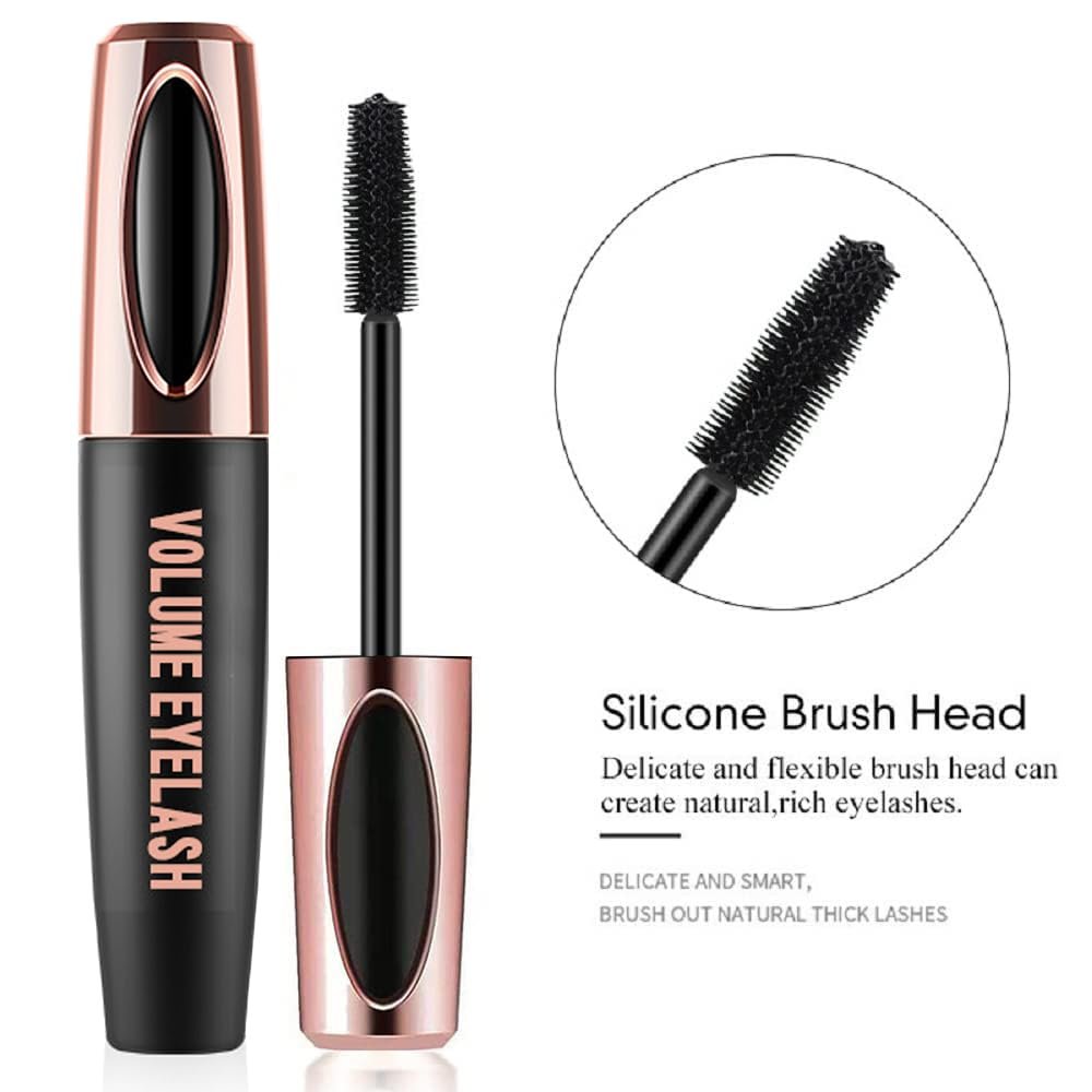 Yasovigi 3-Pack 4D Silk Fiber Lash Mascara – Waterproof, Smudge-Proof, Volumizing & Lengthening Eyelash Extension Mascara, Hypoallergenic Formula (Black, 1.67 Fl Oz Each) - görsel 7