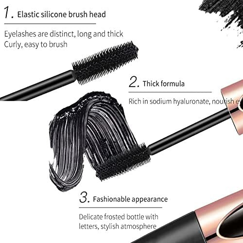 Yasovigi 3-Pack 4D Silk Fiber Lash Mascara – Waterproof, Smudge-Proof, Volumizing & Lengthening Eyelash Extension Mascara, Hypoallergenic Formula (Black, 1.67 Fl Oz Each) - görsel 14