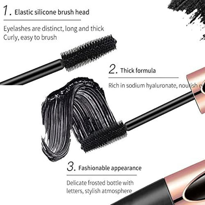 Yasovigi 3-Pack 4D Silk Fiber Lash Mascara – Waterproof, Smudge-Proof, Volumizing & Lengthening Eyelash Extension Mascara, Hypoallergenic Formula (Black, 1.67 Fl Oz Each)