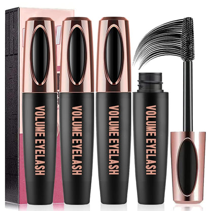 Yasovigi 3-Pack 4D Silk Fiber Lash Mascara – Waterproof, Smudge-Proof, Volumizing & Lengthening Eyelash Extension Mascara, Hypoallergenic Formula (Black, 1.67 Fl Oz Each)