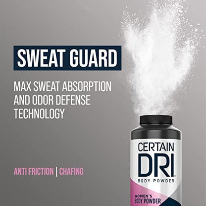 Certain Dri Women's Body Powder - Talc-Free, Triple-Action Sweat, Odor & Moisture Control, Anti-Chafing Calamine Formula, Doctor-Recommended for Sensitive Skin - 8 oz