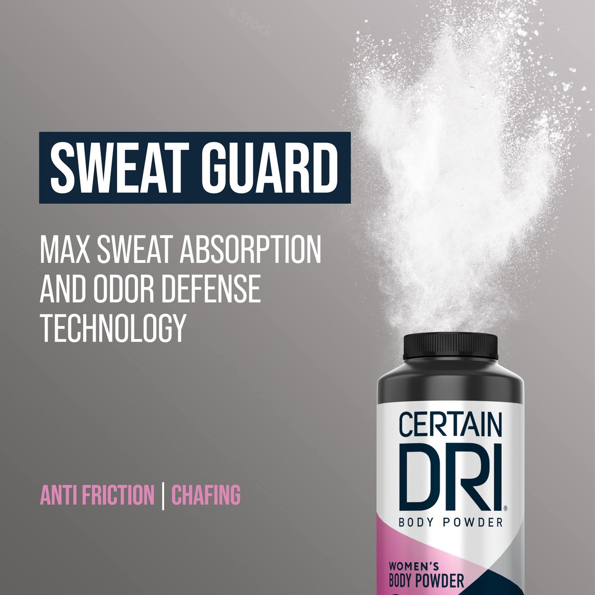 Certain Dri Women's Body Powder - Talc-Free, Triple-Action Sweat, Odor & Moisture Control, Anti-Chafing Calamine Formula, Doctor-Recommended for Sensitive Skin - 8 oz - görsel 5