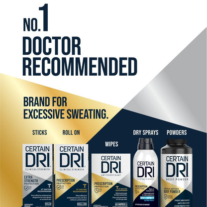 Certain Dri Women's Body Powder - Talc-Free, Triple-Action Sweat, Odor & Moisture Control, Anti-Chafing Calamine Formula, Doctor-Recommended for Sensitive Skin - 8 oz