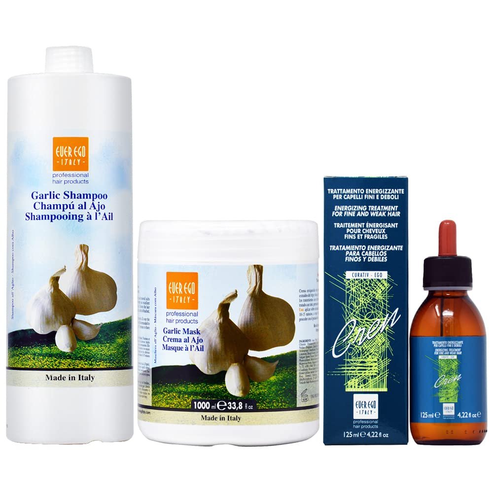 Ever Ego Italy Garlic Shampoo & Garlic Mask Treatment Plus 1000ml + Cren Energizing Lotion 125ml - görsel 1