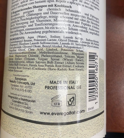 Ever Ego Italy Garlic Shampoo & Garlic Mask Treatment Plus 1000ml + Cren Energizing Lotion 125ml