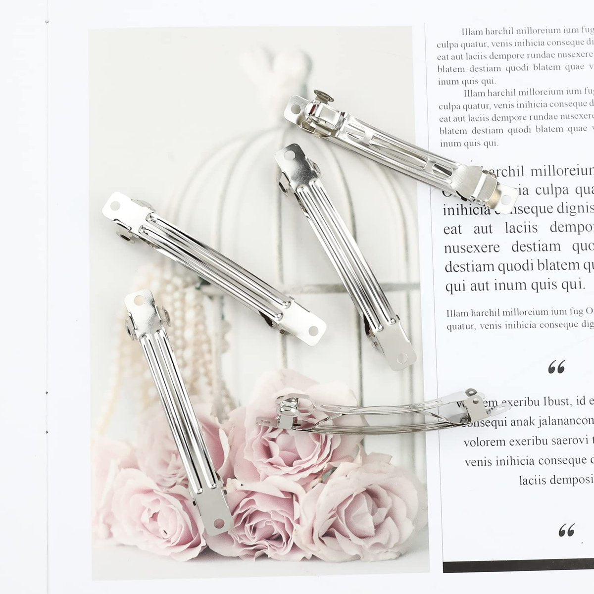 Cinaci 50-Pack 3-Inch Silver Metal Hair Clips - Blank French Barrettes for DIY Crafts & Everyday Use - görsel 7