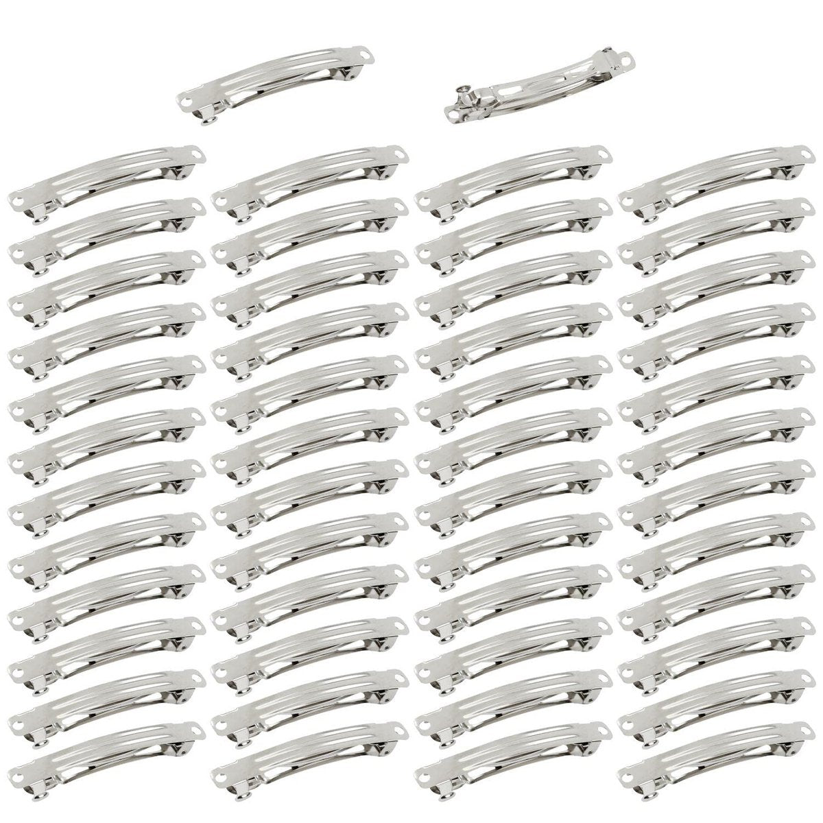Cinaci 50-Pack 3-Inch Silver Metal Hair Clips - Blank French Barrettes for DIY Crafts & Everyday Use - görsel 1