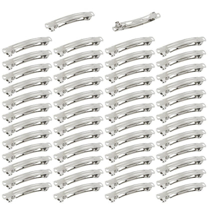 Cinaci 50-Pack 3-Inch Silver Metal Hair Clips - Blank French Barrettes for DIY Crafts & Everyday Use
