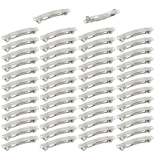 Cinaci 50-Pack 3-Inch Silver Metal Hair Clips - Blank French Barrettes for DIY Crafts & Everyday Use