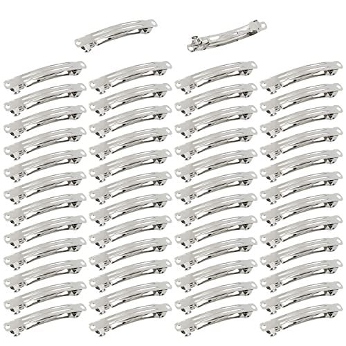 Cinaci 50-Pack 3-Inch Silver Metal Hair Clips - Blank French Barrettes for DIY Crafts & Everyday Use - görsel 2