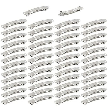Cinaci 50-Pack 3-Inch Silver Metal Hair Clips - Blank French Barrettes for DIY Crafts & Everyday Use