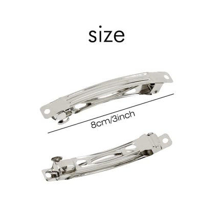 Cinaci 50-Pack 3-Inch Silver Metal Hair Clips - Blank French Barrettes for DIY Crafts & Everyday Use