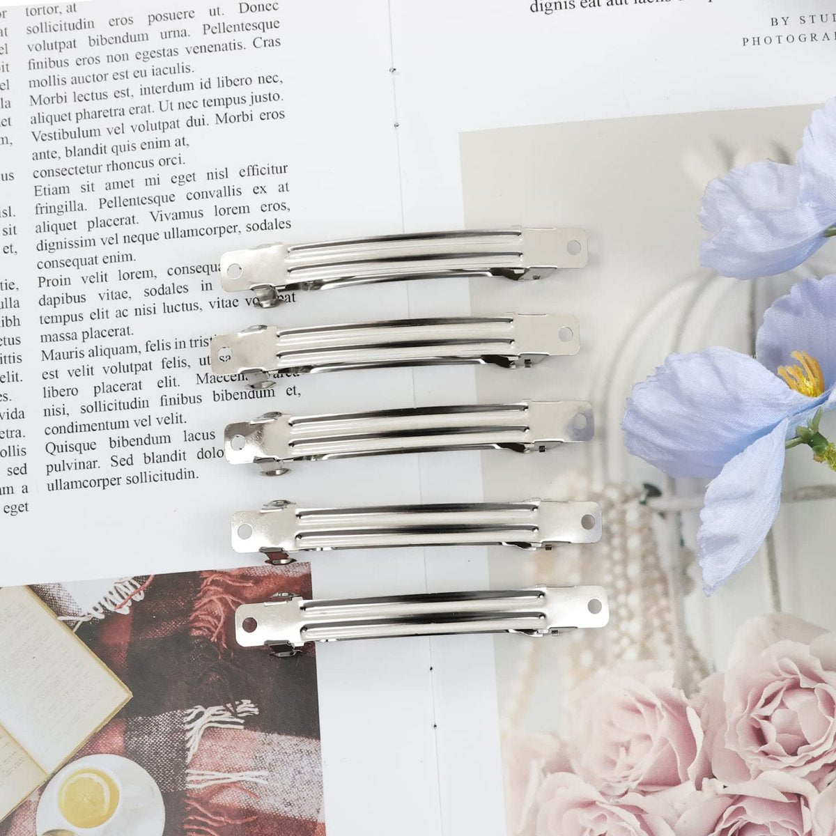 Cinaci 50-Pack 3-Inch Silver Metal Hair Clips - Blank French Barrettes for DIY Crafts & Everyday Use - görsel 5