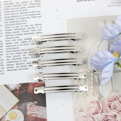 Cinaci 50-Pack 3-Inch Silver Metal Hair Clips - Blank French Barrettes for DIY Crafts & Everyday Use