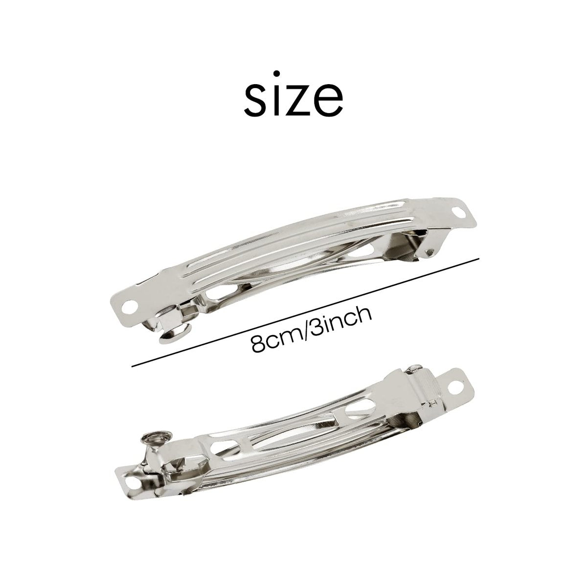 Cinaci 50-Pack 3-Inch Silver Metal Hair Clips - Blank French Barrettes for DIY Crafts & Everyday Use - görsel 3