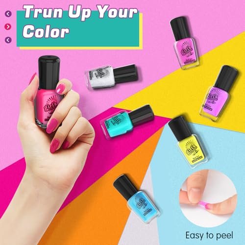 Amagoing Kids Nail Polish Set - Non Toxic Quick Dry Nail Art Studio Kit for Girls Ages 7-12, Includes Glitter, Nail Dryer & Storage Desk, Cool Birthday Gifts Ideas for 8 9 10 11 Year Olds Avelisse
