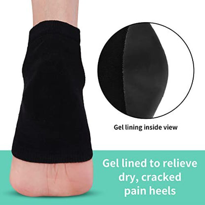 Vaincre Gel Moisturizing Heel Socks for Dry Cracked Feet Women, 4 Pairs - Overnight Cracked Heel Repair Treatment (Regular)