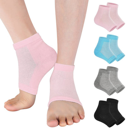 Vaincre Gel Moisturizing Heel Socks for Dry Cracked Feet Women, 4 Pairs - Overnight Cracked Heel Repair Treatment (Regular)