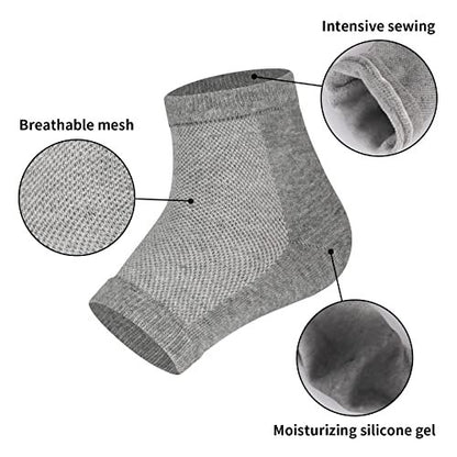 Vaincre Gel Moisturizing Heel Socks for Dry Cracked Feet Women, 4 Pairs - Overnight Cracked Heel Repair Treatment (Regular)