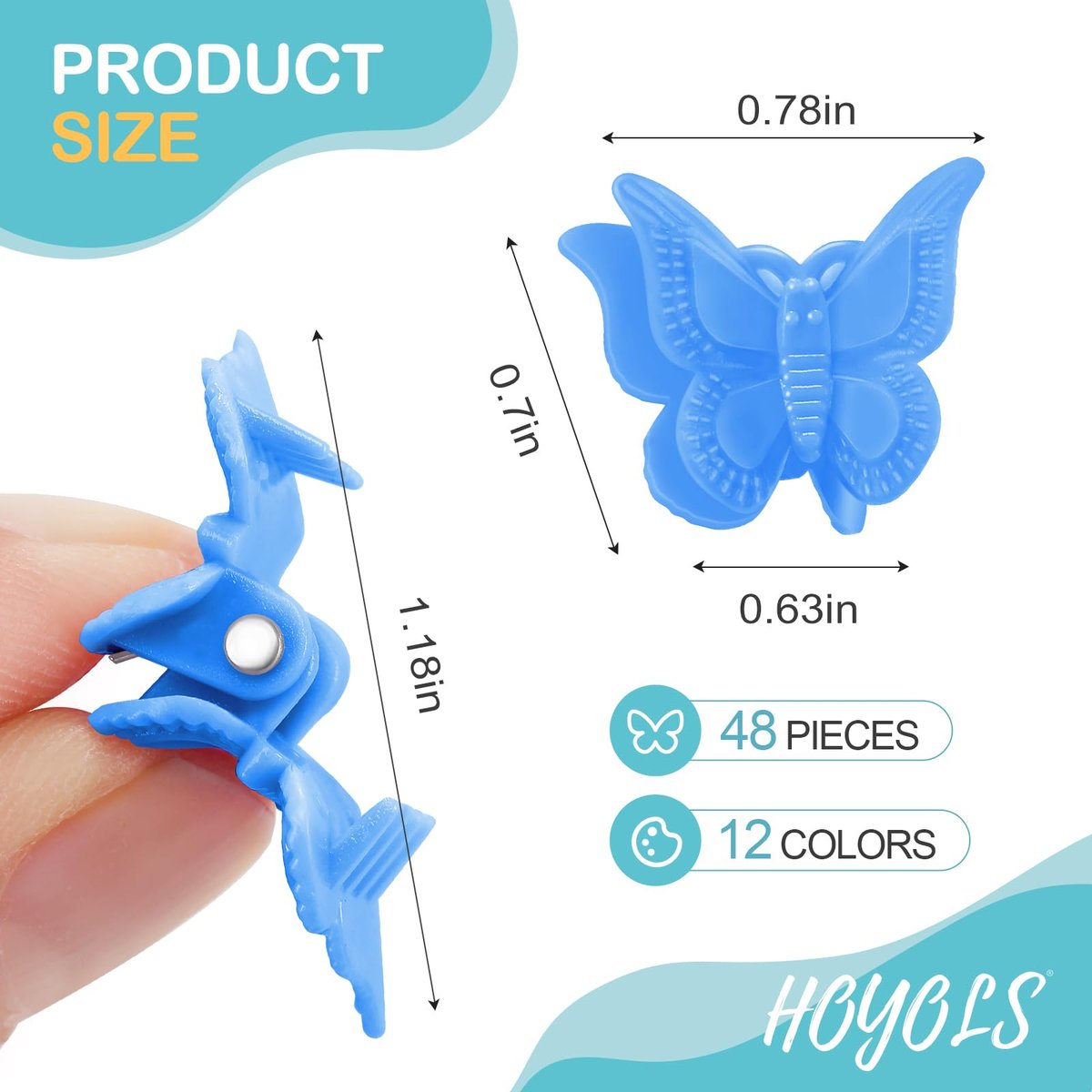 HOYOLS Mini Butterfly Hair Clips - Y2K Small Jaw Hairclips for Women and Teens, 90s Cute Hair Accessories for Braids, 48 Pcs Candy Rainbow - görsel 3