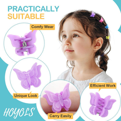 HOYOLS Mini Butterfly Hair Clips - Y2K Small Jaw Hairclips for Women and Teens, 90s Cute Hair Accessories for Braids, 48 Pcs Candy Rainbow
