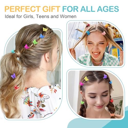 HOYOLS Mini Butterfly Hair Clips - Y2K Small Jaw Hairclips for Women and Teens, 90s Cute Hair Accessories for Braids, 48 Pcs Candy Rainbow - görsel 8