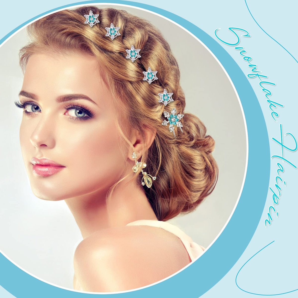 30 Pcs Snowflake Hair Clips for Women - Crystal Rhinestone Spiral Bobby Pins, 4 Styles, Winter Wedding Bridal Christmas Party Hair Accessories - görsel 13