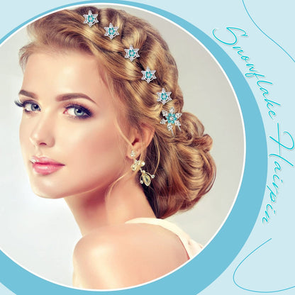30 Pcs Snowflake Hair Clips for Women - Crystal Rhinestone Spiral Bobby Pins, 4 Styles, Winter Wedding Bridal Christmas Party Hair Accessories