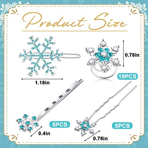 30 Pcs Snowflake Hair Clips for Women - Crystal Rhinestone Spiral Bobby Pins, 4 Styles, Winter Wedding Bridal Christmas Party Hair Accessories - görsel 4
