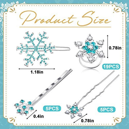 30 Pcs Snowflake Hair Clips for Women - Crystal Rhinestone Spiral Bobby Pins, 4 Styles, Winter Wedding Bridal Christmas Party Hair Accessories