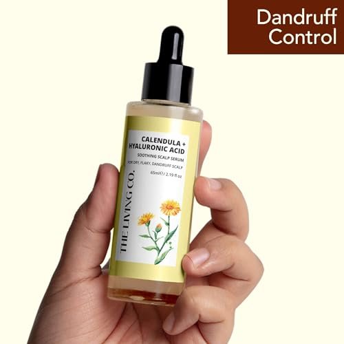 THE LIVING CO. Calendula + Hyaluronic Acid Soothing Scalp Serum - 65ml for Dandruff, Flaky & Dehydrated Scalp - görsel 14