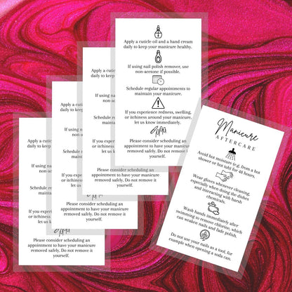 Manicure Aftercare Instruction Cards – 50 Pack Business Size Nail Salon Handout for Nail Care After Manicure or Pedicure, Black and White Design, Protect Your Manicure Cards