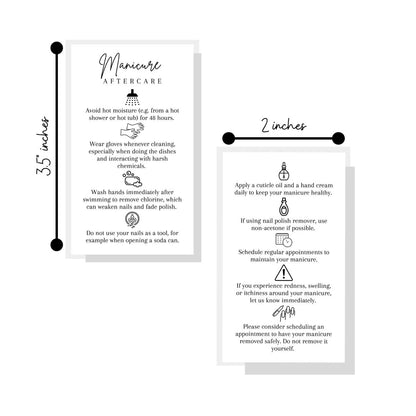 Manicure Aftercare Instruction Cards – 50 Pack Business Size Nail Salon Handout for Nail Care After Manicure or Pedicure, Black and White Design, Protect Your Manicure Cards
