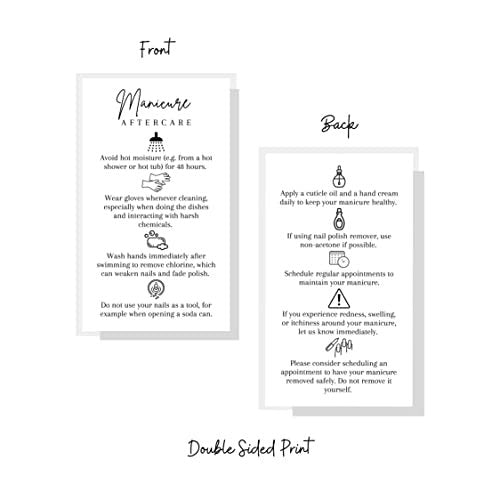 Manicure Aftercare Instruction Cards – 50 Pack Business Size Nail Salon Handout for Nail Care After Manicure or Pedicure, Black and White Design, Protect Your Manicure Cards - görsel 6