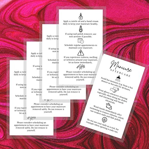 Manicure Aftercare Instruction Cards – 50 Pack Business Size Nail Salon Handout for Nail Care After Manicure or Pedicure, Black and White Design, Protect Your Manicure Cards - görsel 8