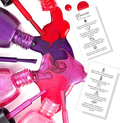 Manicure Aftercare Instruction Cards – 50 Pack Business Size Nail Salon Handout for Nail Care After Manicure or Pedicure, Black and White Design, Protect Your Manicure Cards - görsel 12