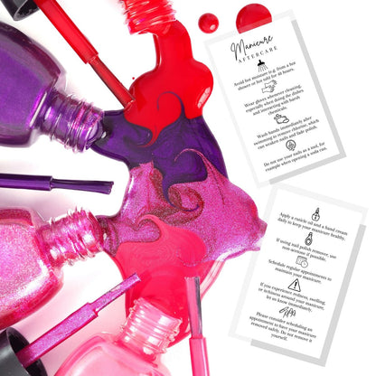 Manicure Aftercare Instruction Cards – 50 Pack Business Size Nail Salon Handout for Nail Care After Manicure or Pedicure, Black and White Design, Protect Your Manicure Cards