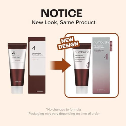 numbuzin No.4 Full-Nutrient Firming Cream – Anti-Aging & Wrinkle Care with Red Ginseng, Niacinamide, Bifida – 2.02 fl. oz. Avelisse