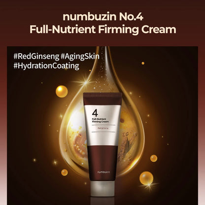 numbuzin No.4 Full-Nutrient Firming Cream – Anti-Aging & Wrinkle Care with Red Ginseng, Niacinamide, Bifida – 2.02 fl. oz. Avelisse