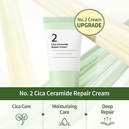 numbuzin No.2 Cica Ceramide Repair Cream - Hydrating & Calming Face Moisturizer for All Skin Types, 2.02 fl. oz. Avelisse
