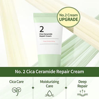 numbuzin No.2 Cica Ceramide Repair Cream - Hydrating & Calming Face Moisturizer for All Skin Types, 2.02 fl. oz. Avelisse