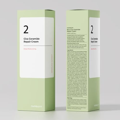 numbuzin No.2 Cica Ceramide Repair Cream - Hydrating & Calming Face Moisturizer for All Skin Types, 2.02 fl. oz. Avelisse