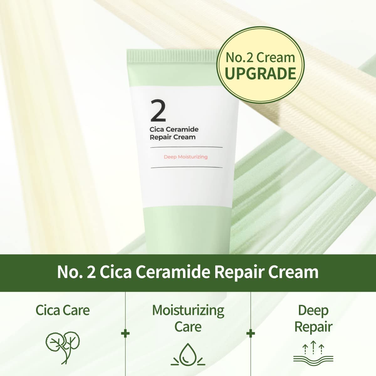 numbuzin No.2 Cica Ceramide Repair Cream - Hydrating & Calming Face Moisturizer for All Skin Types, 2.02 fl. oz. Avelisse