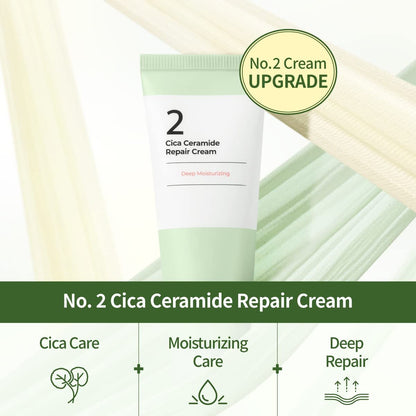 numbuzin No.2 Cica Ceramide Repair Cream - Hydrating & Calming Face Moisturizer for All Skin Types, 2.02 fl. oz. Avelisse