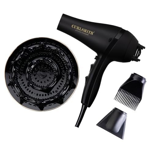 Curlsmith Defrizzion Hair Dryer with Extra Large 8" Diffuser for Curly Hair - Fast Drying, 2 Speeds, 3 Heat Settings, Sustained Cool Setting Avelisse